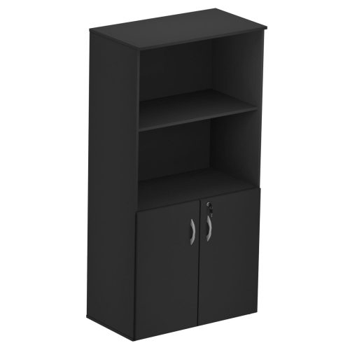 armario semi abierto, almacenamiento de oficina, mueble con estantes, mueble con puertas, organización de oficina, almacenamiento accesible.