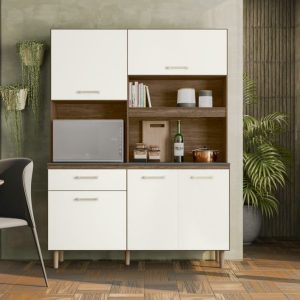 mueble de cocina, organización, horno, microondas, 5 puertas, cocina moderna, almacenamiento, diseño funcional.