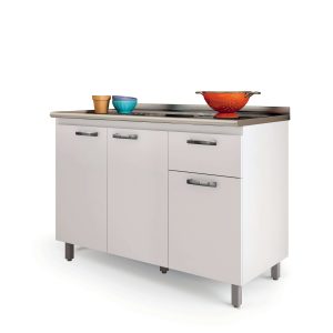 Balcón pia atlas Blanco (1) mueble de cocina, mueble con cajón, mueble con 3 puertas, mueble con patas regulables, mueble con manijas de plástico, mueble moderno, mueble en MDP, Balcon Pia Atlas, mueble para cocina Almendra, mueble Terraza/Arena, mueble Blanco.