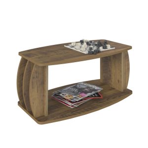 Caribe pino2 Mesa Centro, mesa moderna, mesa con lados redondeados, mesa de MDF, mesa funcional, mesa Pinno, mesa elegante, mesa de centro, muebles contemporáneos