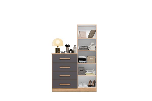 cómoda con espejo, cómoda con 4 cajones, cómoda con llave, mueble organizador, cómoda con correderas telescópicas, mueble multifuncional, cómoda moderna, mueble con espejo, organización de habitación.