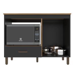 Cooktop Roma negro nogal2 mueble para cocina, balcón Cook Top Roma, mueble con cajón y puerta, mueble para anafe, mueble para horno, mueble multifuncional, mueble con patitas regulables, mueble de cocina en MDP, mueble con nicho para microondas.