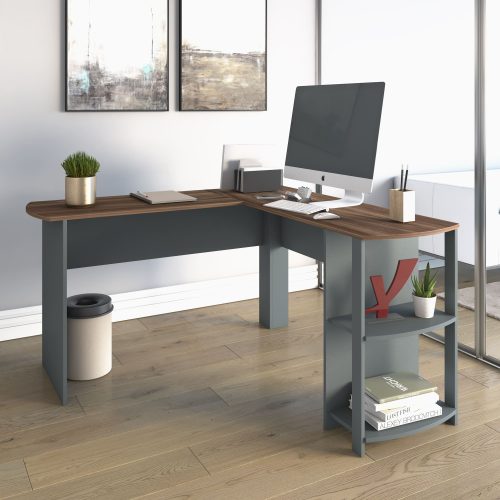 escritorio moderno, escritorio para oficina, escritorios funcionales, muebles de oficina, escritorios con estantes, muebles con almacenamiento, muebles curvos, oficina en casa, diseño práctico.