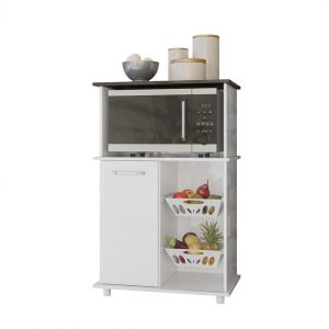 Frutera Malu blanco3 frutera, mueble para microondas, mueble para horno, mueble funcional, frutera con cestas, mueble compacto, mueble blanco, mueble Carvalho, mueble con manijas de plástico, frutera Malu.