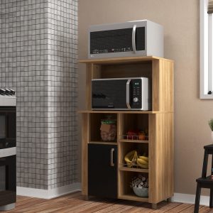 mueble multiuso, mueble para microondas, mueble para horno, mueble con 4 nichos, mueble con estante interno, mueble de cocina, mueble funcional, mueble moderno, mueble blanco, mueble negro, mueble con patas de plástico.