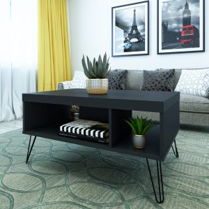 Mesa Centro, estilo industrial, mesa con patas metálicas, mesa de madera, amplio espacio, mueble funcional, mesa de centro moderna.