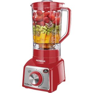 Licuadora Mondial, Licuadora 3L, Licuadora 1000W, Licuadora de 12 velocidades, Licuadora con pulsar, Licuadora elegante, Licuadora roja, Licuadora de plástico resistente, Licuadora con autolimpieza, Licuadora para batidos y sopas, Licuadora Mondial L-1000 RI Turbo Inox.