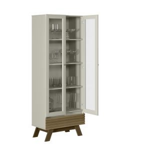 Cristalera, diseño retro, muebles modernos, estantes de vidrio, cristalería, almacenamiento, decoración de sala, mueble elegante, manijas cobre. 