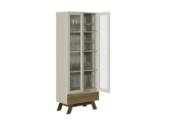 Cristalera, diseño retro, muebles modernos, estantes de vidrio, cristalería, almacenamiento, decoración de sala, mueble elegante, manijas cobre. 