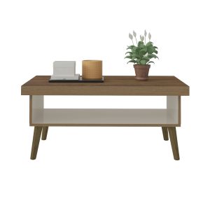 Mesa Centro, mesa de centro moderna, mesa de diseño angular, mesa funcional, mesa con estantes, mesa contemporánea, mesa de sala de estar, mueble de madera.