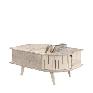 Mesa Centro, mesa de centro moderna, mesa con diseño curvo, mesa de salón elegante, mesa con puerta flexible, mesa con estructura de MDP, mesa decorativa, mueble moderno.