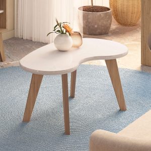 Mesa Centro, mesa moderna, mesa de frijol, mesa individual, mesa de madera, mesa con bordes redondeados, mueble funcional, mesa ligera.
