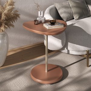 Mesa de Apoio Bel Terracota – Ambientada Mesa lateral, mesa de metal, mesa MDF, mesa de pie dorado, mesa moderna, mesa auxiliar, decoración elegante, mesa de lujo.