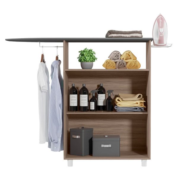 planchador, mesa de planchar, mueble organizador, lavandería, soporte para plancha, colgador de ropa, almacenamiento, mueble práctico, diseño funcional, mueble compacto.