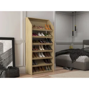 zapatera moderna, zapatera con 7 estantes, mueble organizador, zapatera para 21 pares de zapatos, zapatera funcional, zapatera en MDP, organización de zapatos, zapatera Carvalho, mueble para zapatos, zapatera de diseño moderno.