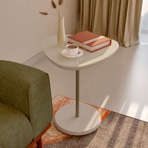 mesa lateral moderna, mesa de diseño, mesa de metal dorado, mesa con pata dorada, mesa lateral MDF, mesa compacta, mesa Terracota, mesa Off White, mesa para salón, mesa funcional.