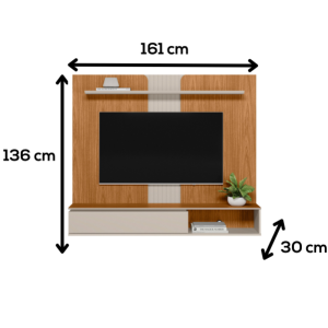 friburgo 1 panel para TV, mueble para TV grande, panel con estante, panel con puertas basculantes, mueble moderno, diseño con acabado biselado, panel con frisos redondeados, panel con almacenamiento, panel de hasta 65 pulgadas.