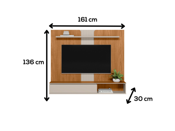 panel para TV, mueble para TV grande, panel con estante, panel con puertas basculantes, mueble moderno, diseño con acabado biselado, panel con frisos redondeados, panel con almacenamiento, panel de hasta 65 pulgadas.
