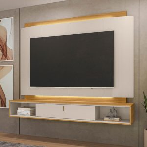 panel para TV, panel moderno, panel con LED, mueble para TV grande, panel elegante para sala, panel, panel con almacenamiento, panel con puerta basculante, panel Off White, panel de diseño moderno.