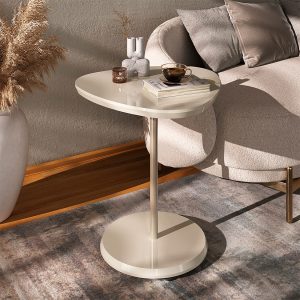 Mesa lateral, mesa de metal, mesa MDF, mesa de pie dorado, mesa moderna, mesa auxiliar, decoración elegante, mesa de lujo.