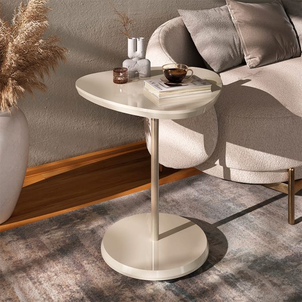 Mesa lateral, mesa de metal, mesa MDF, mesa de pie dorado, mesa moderna, mesa auxiliar, decoración elegante, mesa de lujo.