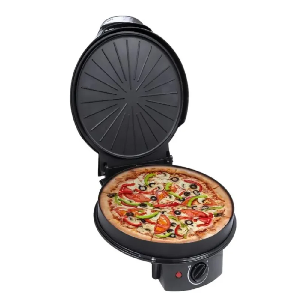 Pizza Grill 1500W, pizza rápida y eficiente, grill para pizza, control de temperatura ajustable, plano antiadherente para pizza, cocina compacta, cocina pizza de manera uniforme, grill de cocina, aparato para pizza antiadherente.