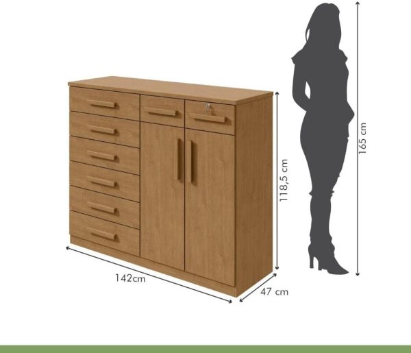 cómoda con 8 gavetas, muebles con gavetas grandes, cómoda con llave, mueble minimalista, estantes internos para zapatos, muebles con correderas telescópicas, cómoda moderna, cómoda duradera, muebles con acabado aterciopelado, cómoda con puertas y estantes.