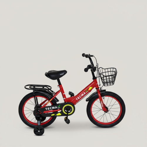 Bicicleta Tecmax Speedy, bicicleta Aro 16, bicicleta roja y amarilla, bicicleta con ruedas auxiliares, bicicleta para niños, bicicleta con frenos, bicicleta deportiva, bicicleta para principiantes, bicicleta con canasta, bicicleta resistente para niños, bicicleta para 4 a 8 años.