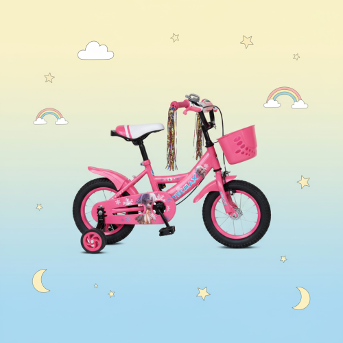 Bicicleta Tecmax Star Kid, bicicleta Aro 12, bicicleta rosa para niños, bicicleta lila para niños, bicicleta con ruedas de entrenamiento, bicicleta infantil, bicicleta con frenos, bicicleta con canasta, bicicleta segura para niños, bicicleta para aprender a pedalear.