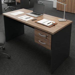 Escritorio Recto 150x60cm 2 Cajones con Llave | Nogal