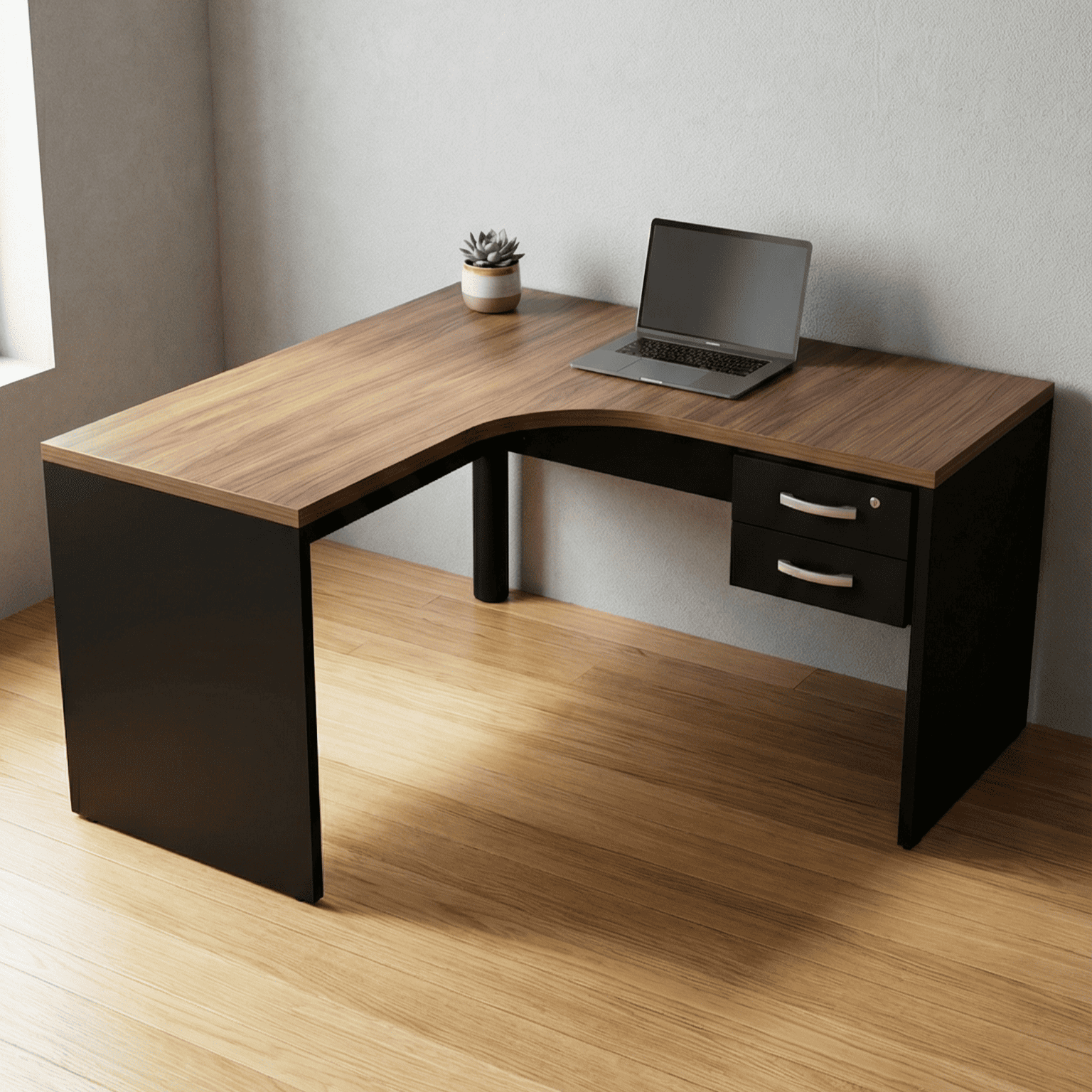 ¡Brutal! Escritorio Angular Nogal Movelmax 140x140 cm.