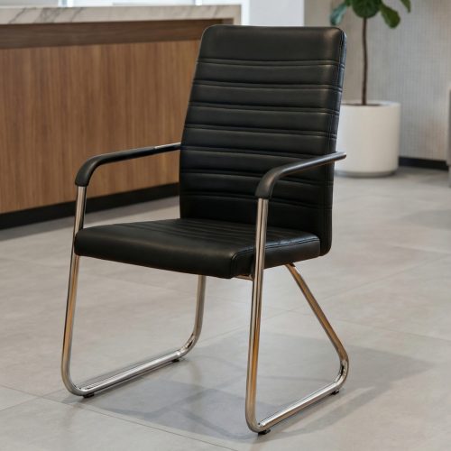 Silla Fija Negra Económica con Base Cromada | Rincón
