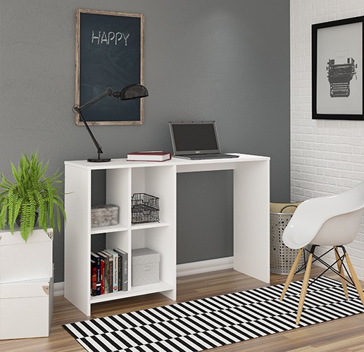 Escritorio Blanco para Notebook 110cm con 4 Nichos | Matrix