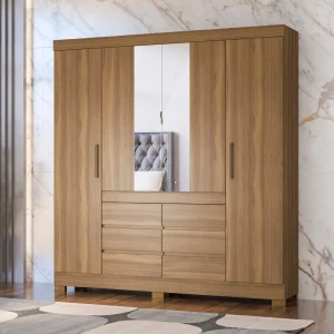 Ropero 4 Puertas con Espejo y 6 Cajones | J1