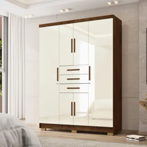 Ropero 6 Puertas 3 Cajones Isaac Imbuia Champagne | Movelmax