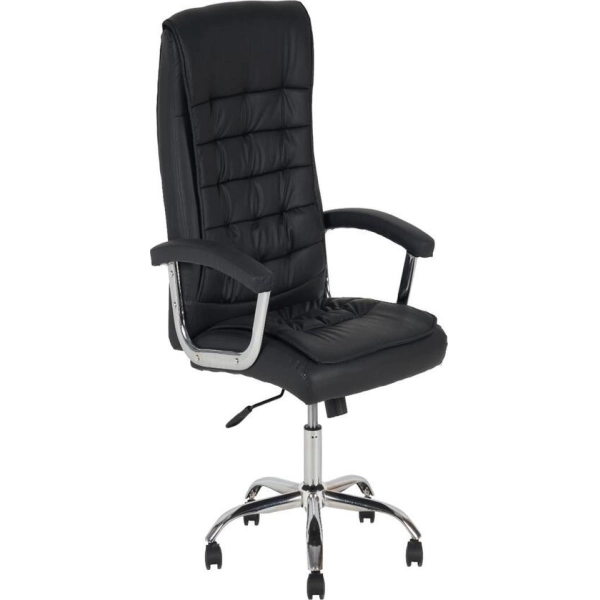 Silla Presidente Reclinable Cuerina Negra y Ruedas Goma | Rincón - Imagen 2