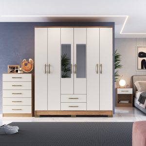 Ropero 6 Puertas con Espejo y Cajones | J3