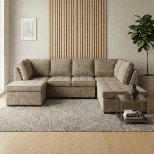 Textura de tela premium color arena para sofá modular Rincón