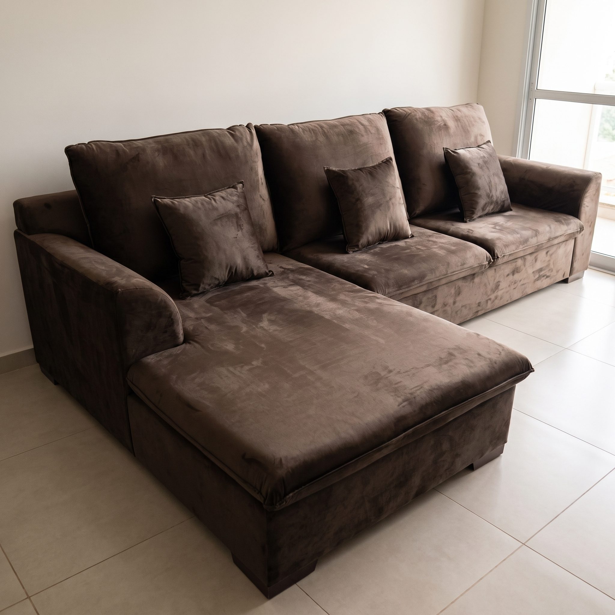 sofá con chaise chocolate Ciudad del Este