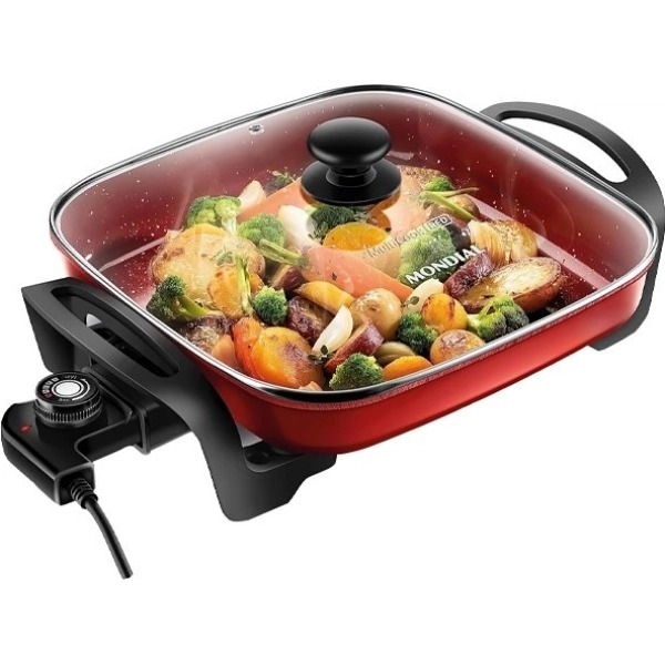 Olla Electrica Mondial Multicook Cuadrada Red Ceramic 2L 1200W - Ciudad del Este