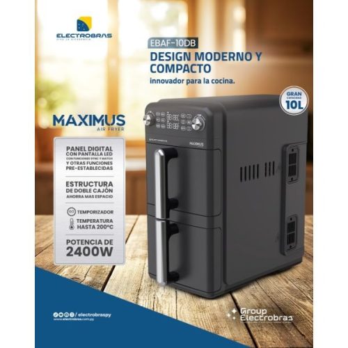 Air Fryer Electrobras Maximus Doble Canasta 10L 2400W EBAF-10DB — Ciudad del Este Air Fryer Electrobras Maximus Doble Canasta 10L 2400W EBAF-10DB — Ciudad del Este