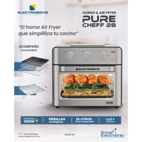 Horno Air Fryer Electrobras Pure Cheff 28L 2200W Gris Inox — Ciudad del Este Horno Air Fryer Electrobras Pure Cheff 28L 2200W Gris Inox — Ciudad del Este