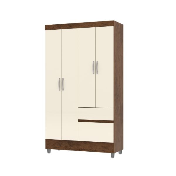 Ropero Enzo Movelmax 4 Puertas 2 Cajones Imbuia Champagne — Ciudad del Este