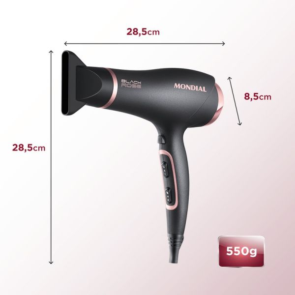 Secador de Pelo Mondial SC-37 Black Rose 2000W Turmalina - Ciudad del Este