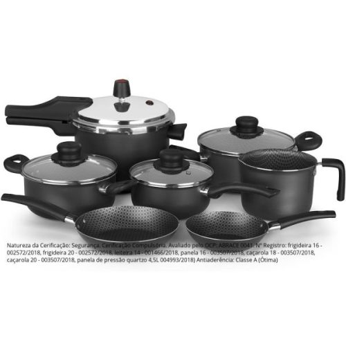Set de Coccion Multiflon Gourmet 7 Piezas Negro con Olla a Presion - Ciudad del Este
