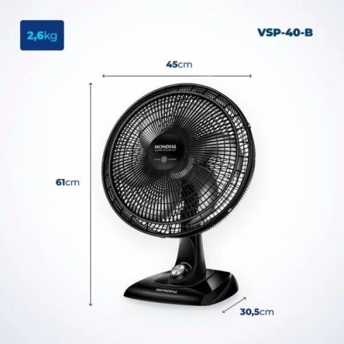 Ventilador de Mesa Mondial Super Power 40 cm Negro 140W - Ciudad del Este