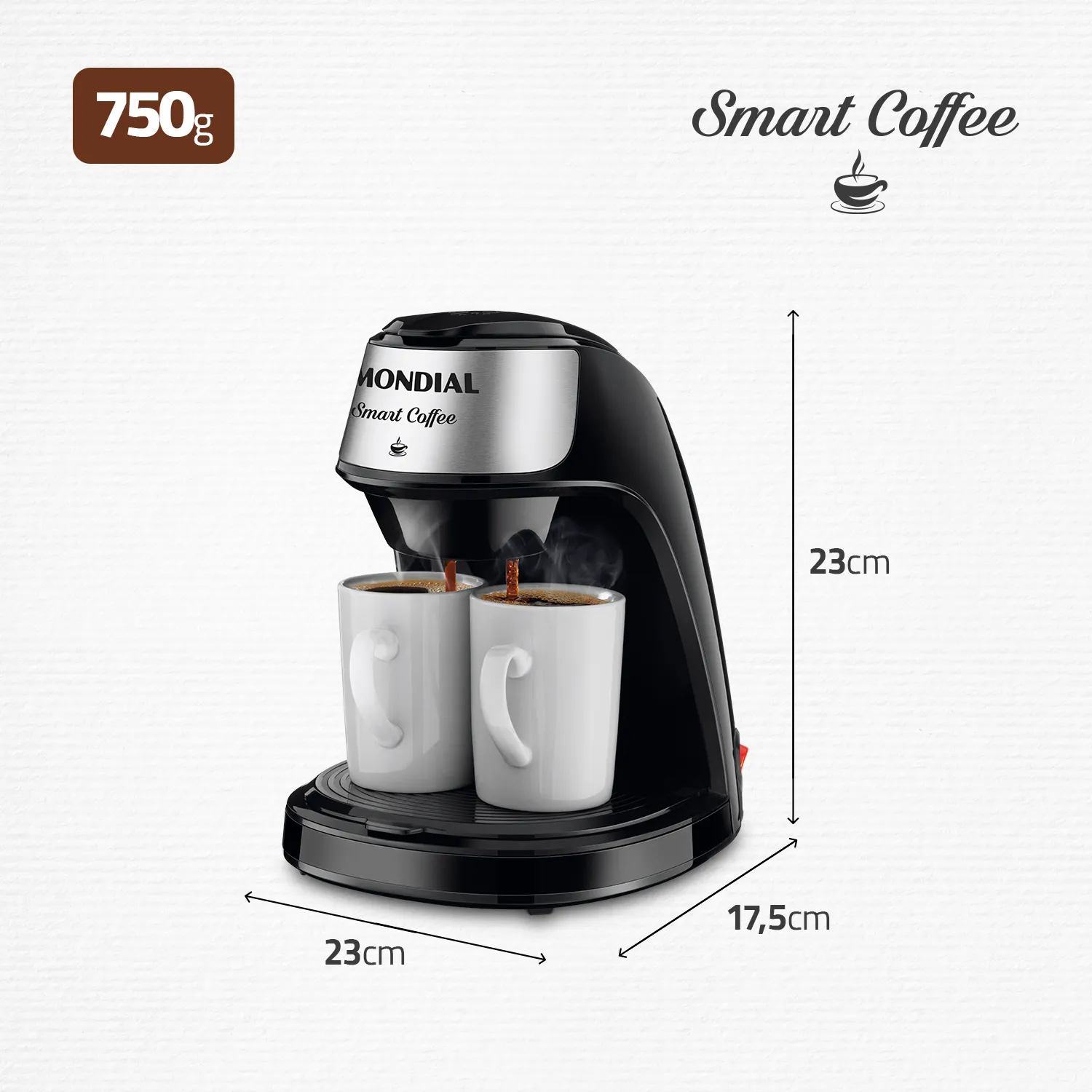 Cafetera Mondial Smart Coffee 2 Tazas 500W C-42 — Ciudad del Este