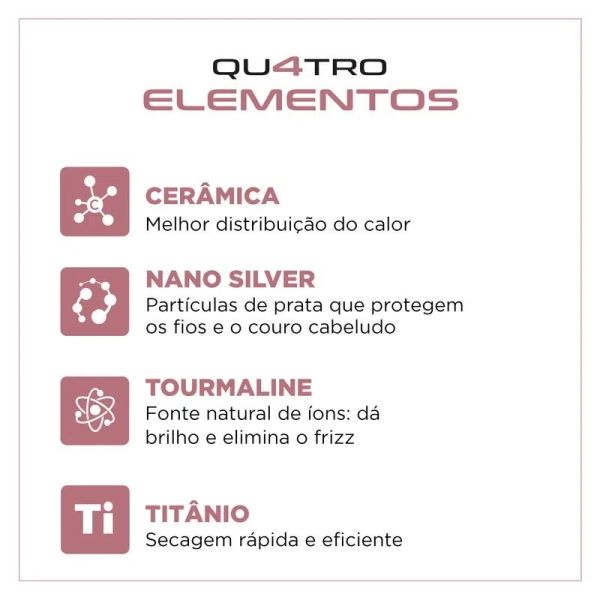 Secador de Pelo Mondial Golden Rose Quatro Elementos 2000W Motor AC - Ciudad del Este