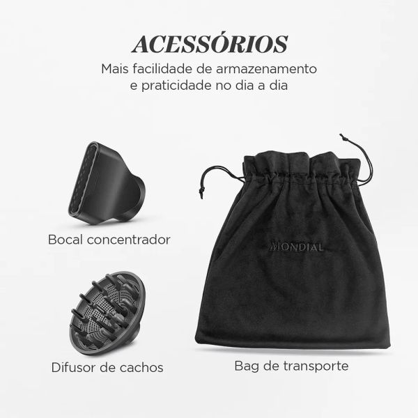 Secador de Pelo Mondial Ultra Sonic 1600W Motor Brushless Plegable - Ciudad del Este