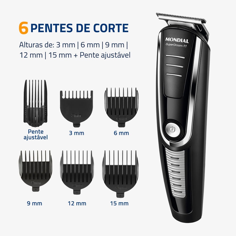 Recortadora de Barba y Pelo Mondial Super Groom 11 en 1 BG-05 Inalámbrica — Ciudad del Este